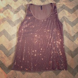Mauve Sequin Tank Top Plus Size XXL